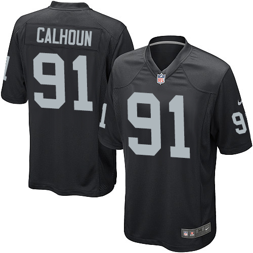 Men's Game Shilique Calhoun Nike Jersey Black Home - #91 NFL Oakland Raiders